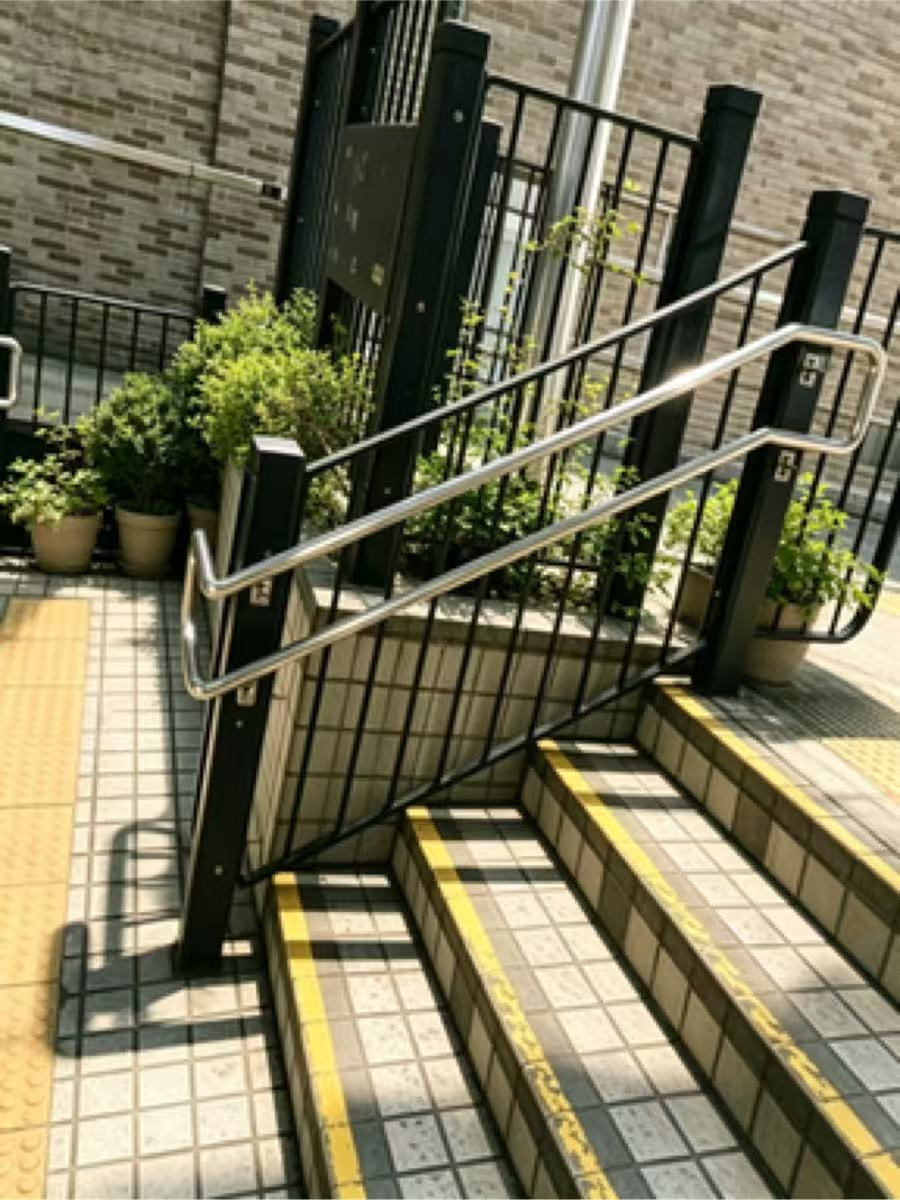 方立柱側掛靠手雙扶手密集金屬豎條護欄河 公共市政園林康文署公園階梯防護工程定造